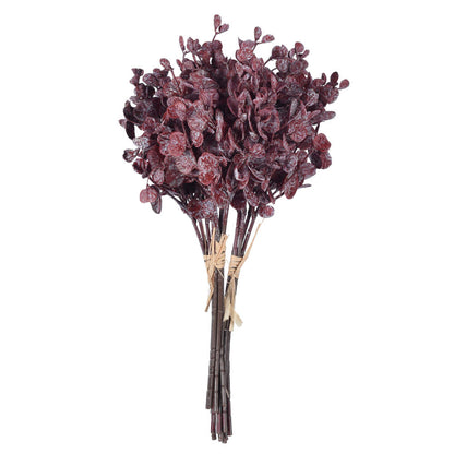Vickerman 14" Burgundy Artificial Eucalyptus Bundle 3 per bag.