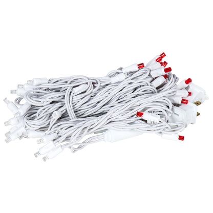 Vickerman 50 Red-White Wide Angle LED Light on White Wire 25' Christmas Single Mold Light Strand