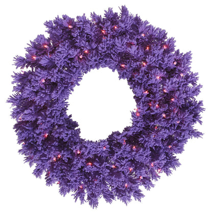 Vickerman 36" Flocked Purple Fir Artificial Christmas Wreath Purple Dura-Lit LED lights.
