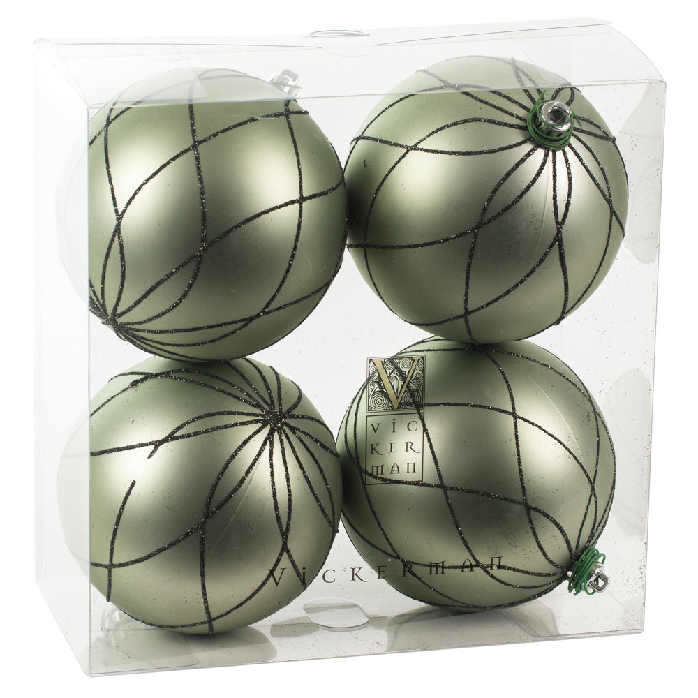 Vickerman 4" Wrought Iron Matt Glit Swirl Ball 4Bx
