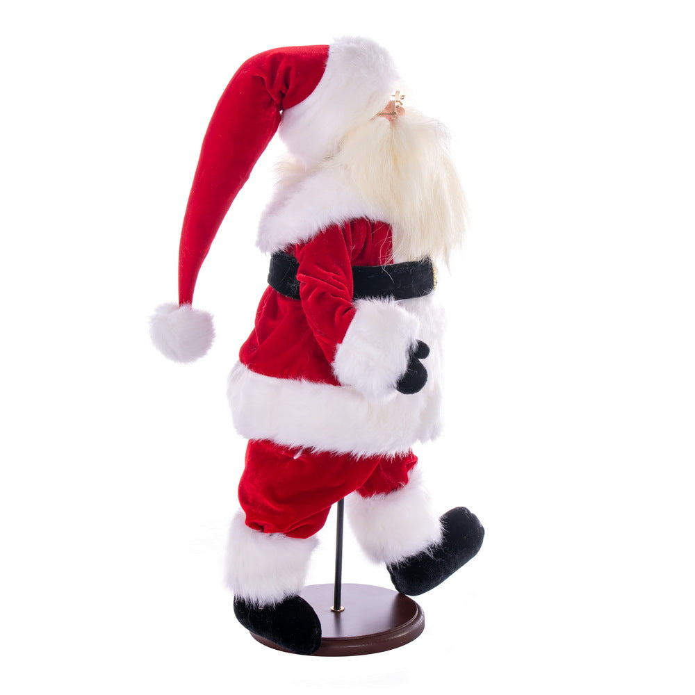 Vickerman 18" Red Traditional Velvet Light Complexion Santa Doll with Stand. This Santa has glasses stand is removeable.