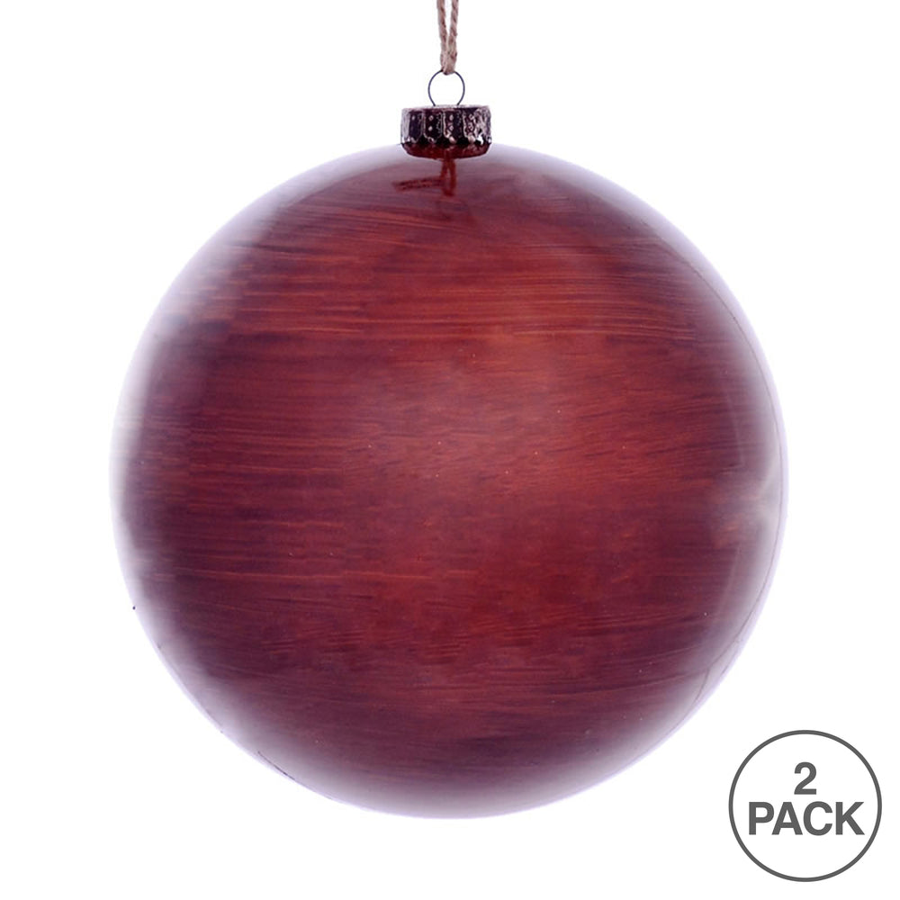 Vickerman 8" Copper Wood Grain Ball Ornament 2 per Bag