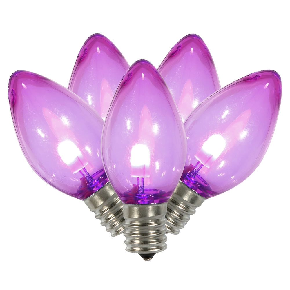 Vickerman C7 Transparent Plastic LED Purple Dimmable Bulb E12 Nickel Base 25 per bag