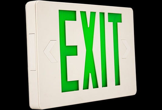 Westgate Super Slim LED Ext Sign - Green Letters - White Body 120/277 Voltage, LED Exit & Emergency Lighting, 1.2W Per Head, White Finish