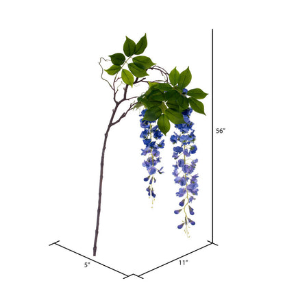 Vickerman 56" Artificial Cobalt Wisteria And Foliage Hanging Spray