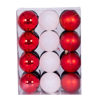 Vickerman 3" Red Black and White Ornament Assortment 24 per box.