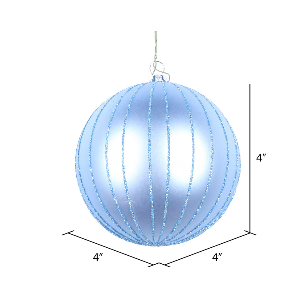 Vickerman 4" Periwinkle Matte Glitter Ball Christmas Ornament 4 pieces per bag