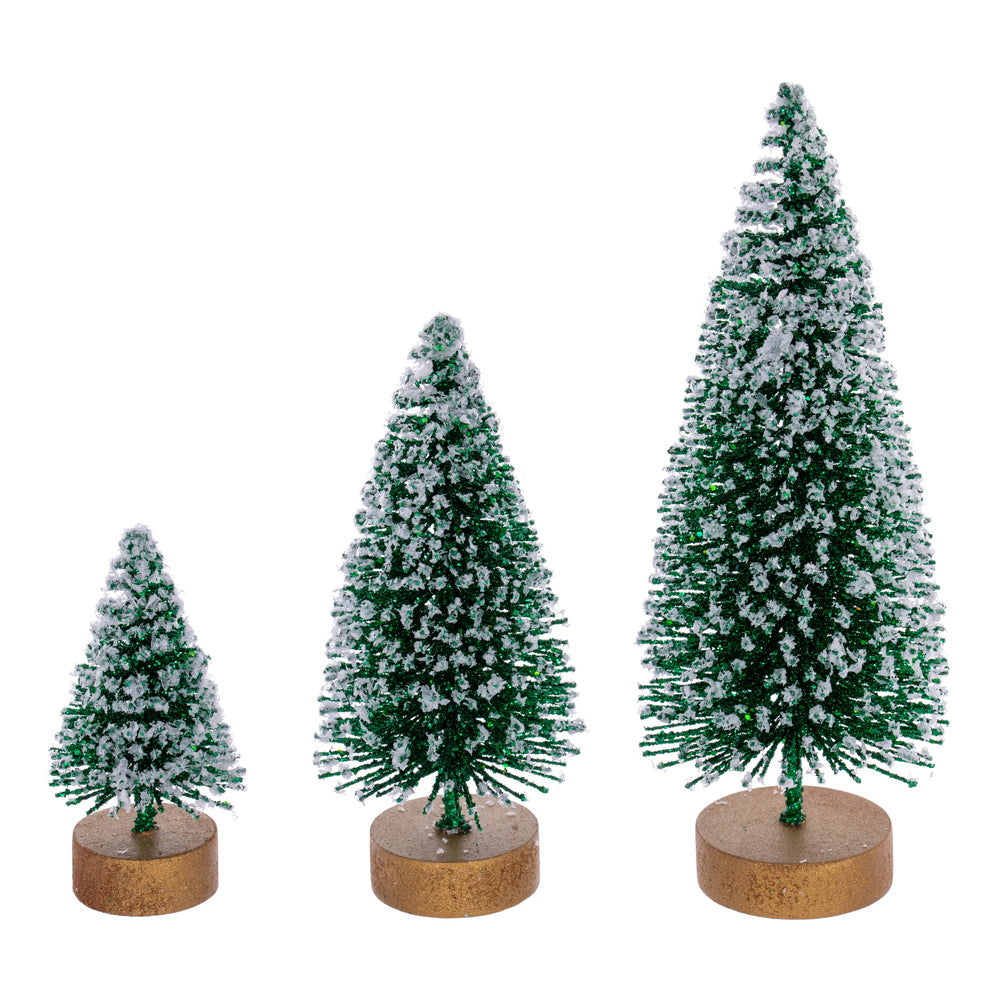 Vickerman 3"-5"-7" Emerald Sisal Bottle Brush Tree Set Set of 3