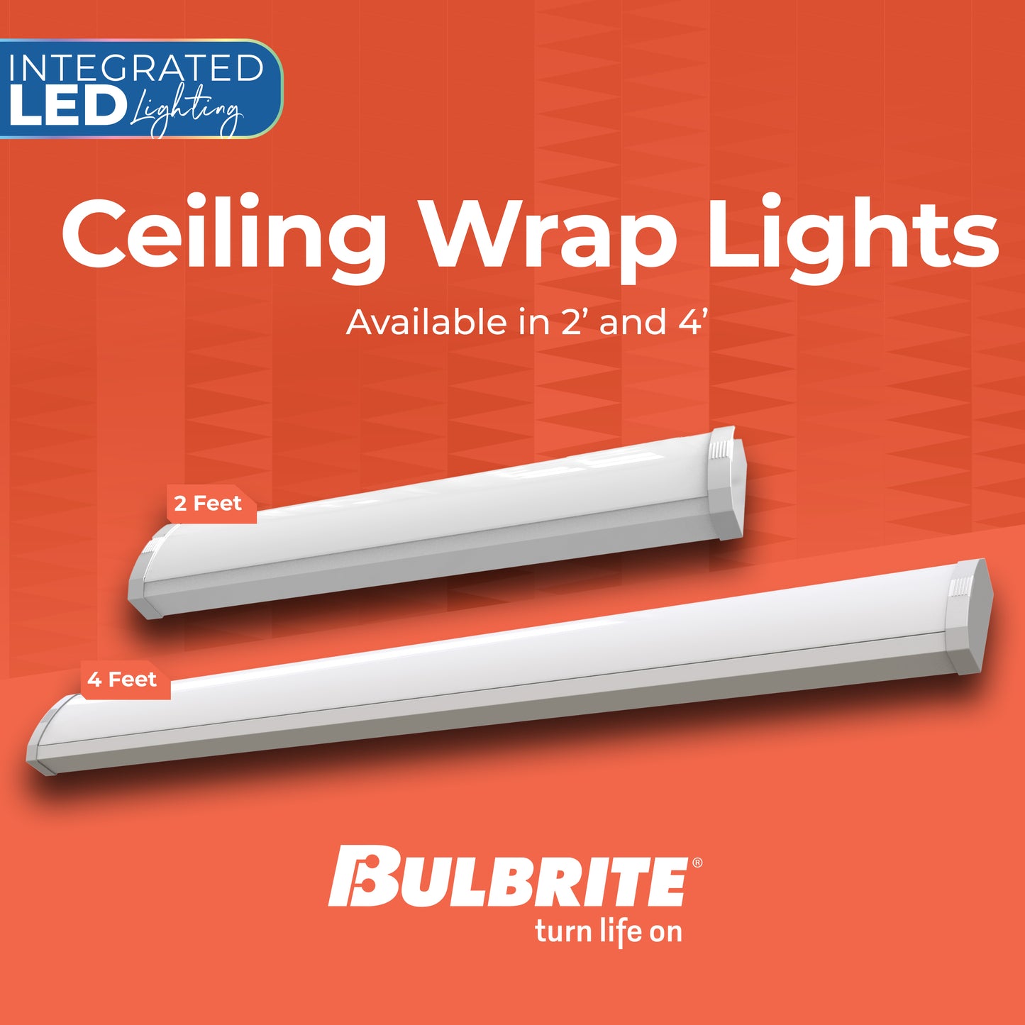 Bulbrite 773504 2 ft. 3000K LED Dimmable Wraparound Light W/ Battery Backup (120-277v), 2300 Lumens, White
