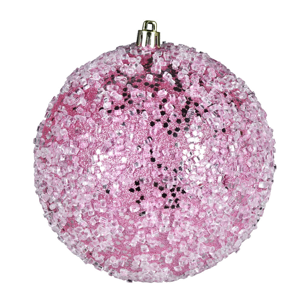 Vickerman 6" Pink Glitter Hail Ball Ornament 4 per Bag