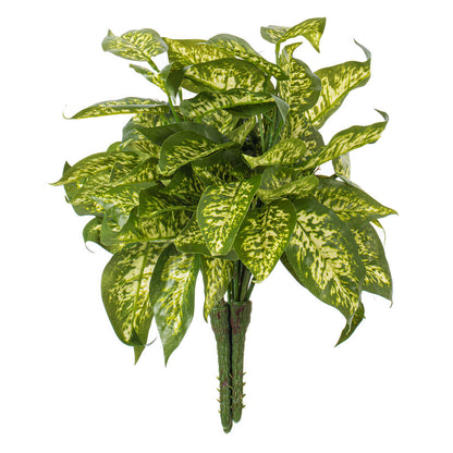 Vickerman 11" Artificial Green Polyester Dieffenbachia Bush Set of 3