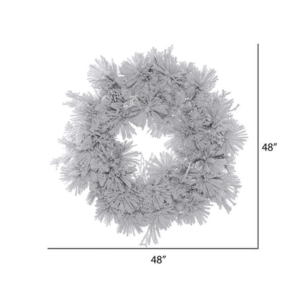 Vickerman 48" Flocked Alberta Artificial Christmas Wreath Unlit