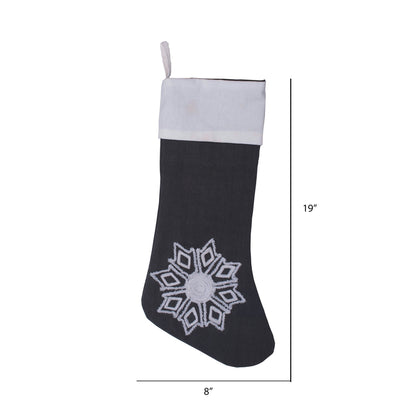 Vickerman Decorative 8" x 19" Winter Snowflake Christmas Stocking