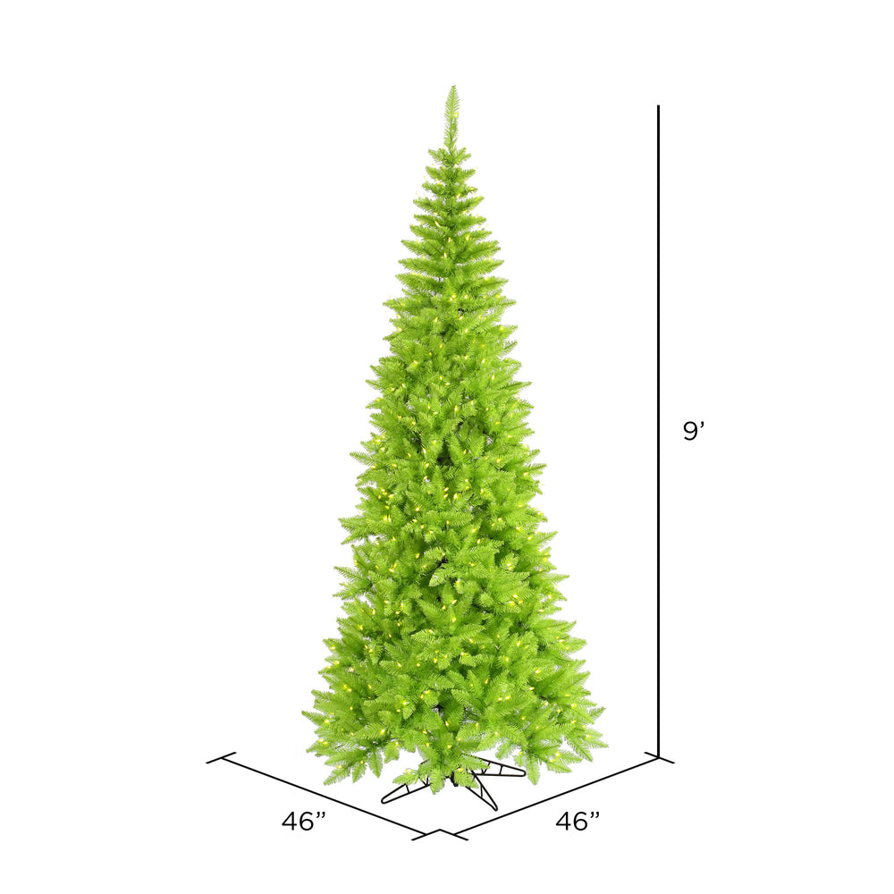 Vickerman 9' Lime Fir Slim Artificial Christmas Tree Lime  Dura-lit LED Lights