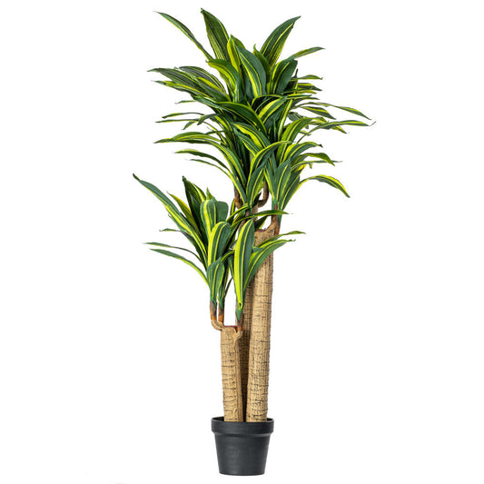 Vickerman 52" Artificial Potted Green and Yellow Real Touch Dracaena Tree.