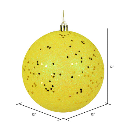 Vickerman 12" Yellow Sequin Ball Ornament