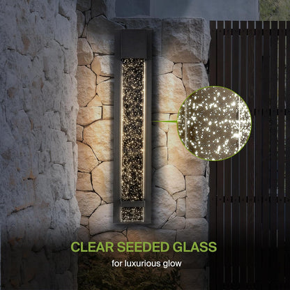 ASD Lighting LED Outdoor Wall Sconce 24 20W 120-277V CCT Selectable 3000/4000/5000K Dimmable Clear Seeded Glass, Black ETL