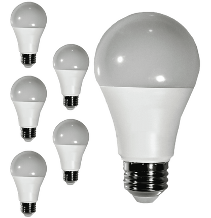 Damar A19 LED Light Bulb 9W 800 Lumen E26 Medium Base 3000K Soft White for Bedroom Living Room Lamp Home Light Bulb 120-277V CRI80 220° Beam Angle Dry/Damp Location White Finish Pack of 6