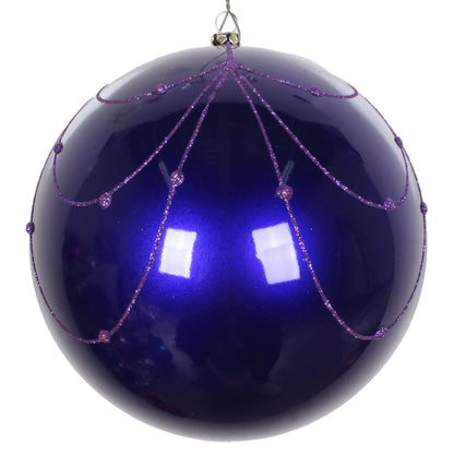 Vickerman 6" Purple Candy Finish Curtain Ornament with Glitter Accents 3 per Bag