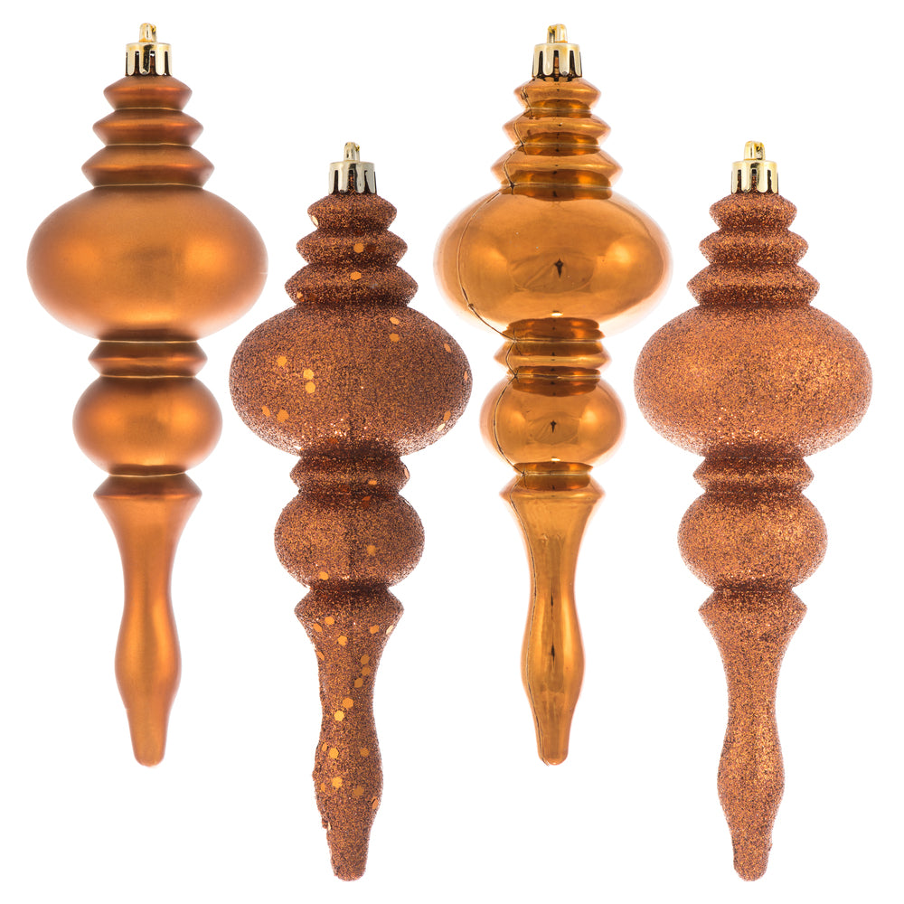 Vickerman 7" Copper 4-Finish Finial Ornament 8 per Box