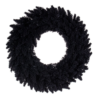 Vickerman 24" Flocked Black Fir Artificial Wreath Unlit with 210 PVC Tips