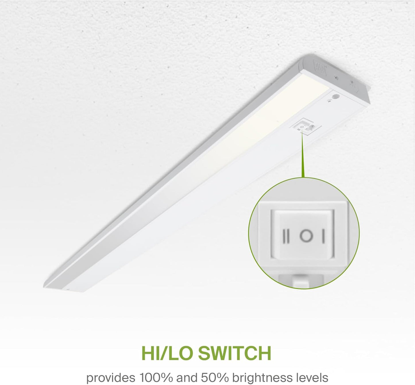ASD Lighting LED Under Cabinet Linear 40" 20W 120V Dimmable CCT Selectable 2700/3000/4000K Hardwired or Plug-in, Linkable, Hi/Low Switch, White UL