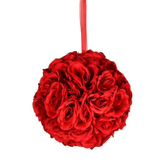 Vickerman 8" Artificial Red Rose Ball.