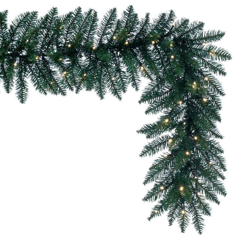 Vickerman 9' x 14" Camdon Fir Artificial Pre-Lit Garland, 100 Battery Operated Lights