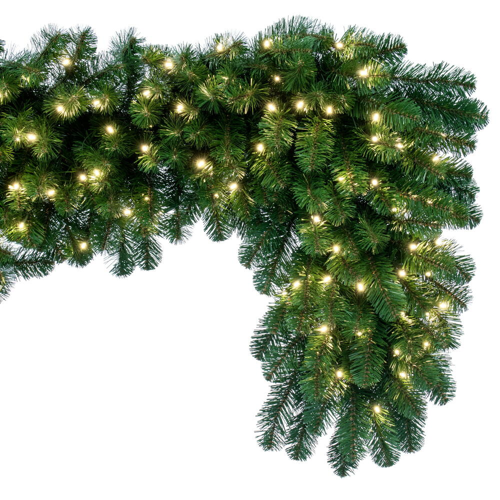 Vickerman 25' Grand Teton Artificial Christmas Garland Warm White Single Mold Wide Angle LED Lights