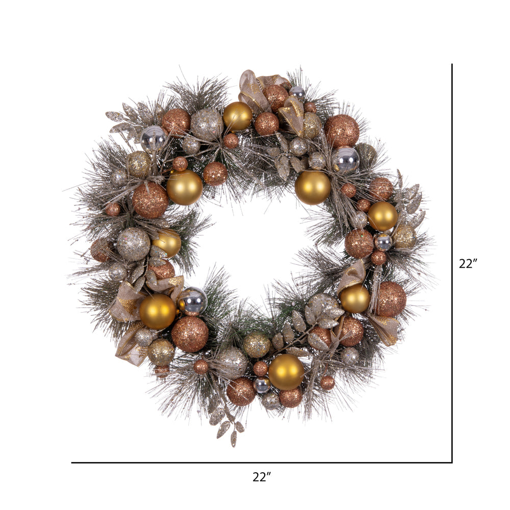 Vickerman 22" Copper and Gold Deco Wreath