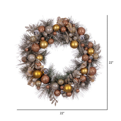Vickerman 22" Copper and Gold Deco Wreath