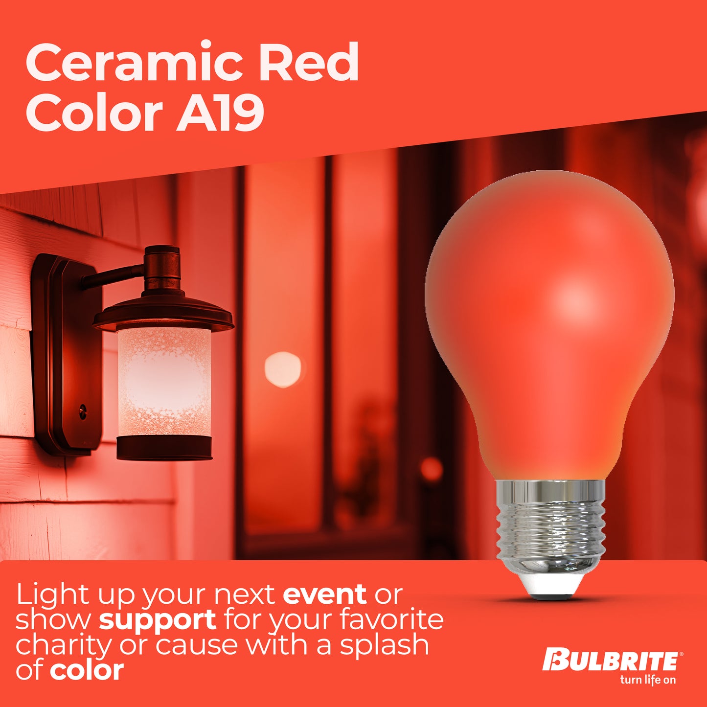 Bulbrite 776105 25-Watt Equivalent Ceramic Red Color A19 Weatherproof Outdoor E26 Medium Base Flood LED Light Bulb