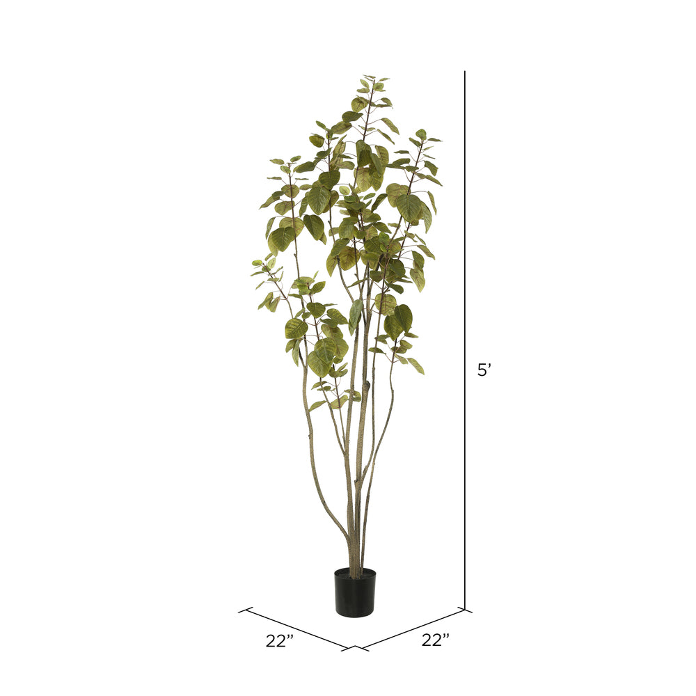 Vickerman 5' Artificial Green Potted Cotinus Coggygria Tree.