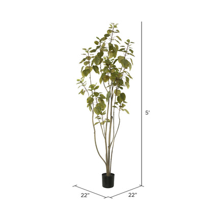 Vickerman 5' Artificial Green Potted Cotinus Coggygria Tree.