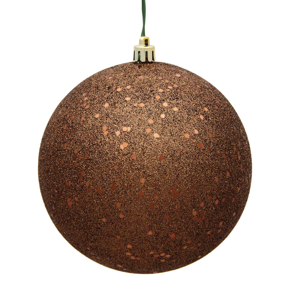 Vickerman 4" Mocha Sequin Ball Ornament 6 per Bag