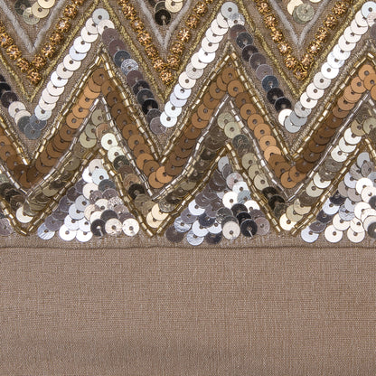 Vickerman 19" Champagne Chevron Sequin Christmas Stocking.
