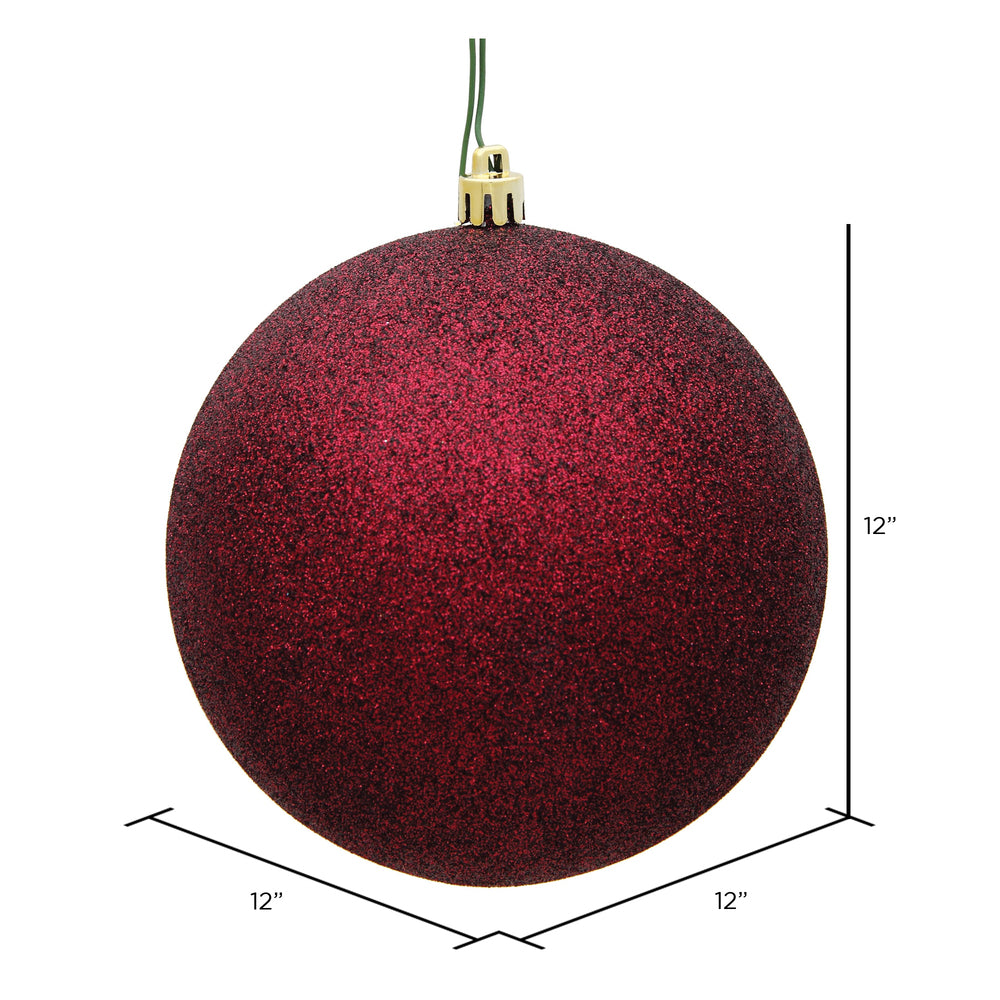 Vickerman 12" Burgundy Glitter Ball Ornament