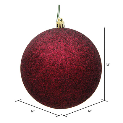 Vickerman 12" Burgundy Glitter Ball Ornament