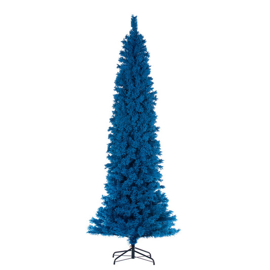 Vickerman 9' x 43" Flocked Turquoise Fir Artificial Unlit Pencil Christmas Tree.