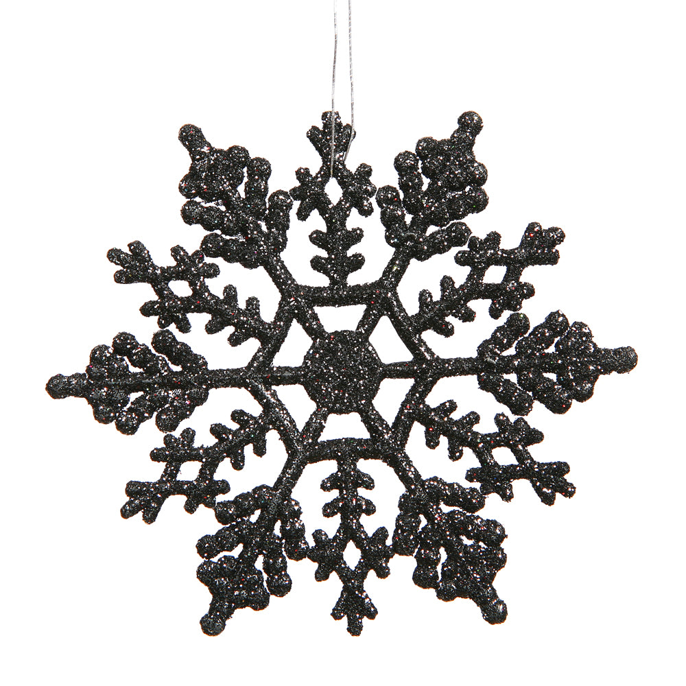 Vickerman 6.25" Black Glitter Snowflake Christmas Ornament 12 per Box