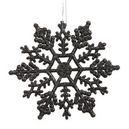Vickerman 6.25" Black Glitter Snowflake Christmas Ornament 12 per Box