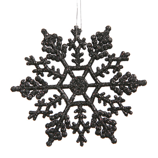 Vickerman 6.25" Black Glitter Snowflake Christmas Ornament 12 per Box