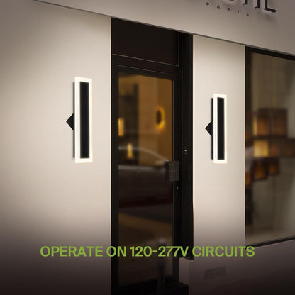 ASD Lighting LED Outdoor Wall Sconce Narrow design 18" 18W 120-277V CCT Selectable 3000/4000/5000K Dimmable Black ETL