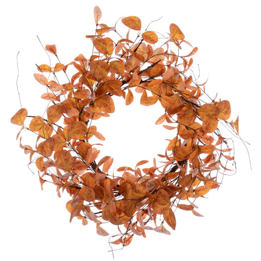 Vickerman 22" Orange Artificial Leaf Wreath.