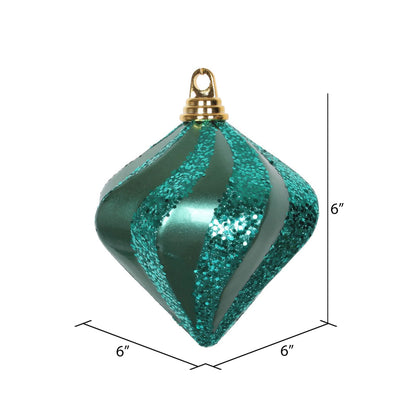 Vickerman 6'' Emerald Candy/Glitter Swirl Diamond Christmas Ornament