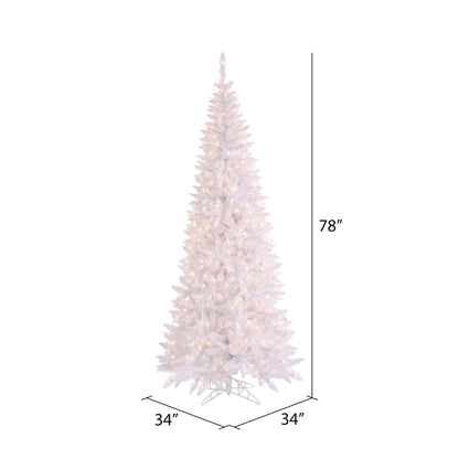 Vickerman 6.5' White Fir Slim Artificial Christmas Tree Warm White Dura-lit LED Lights