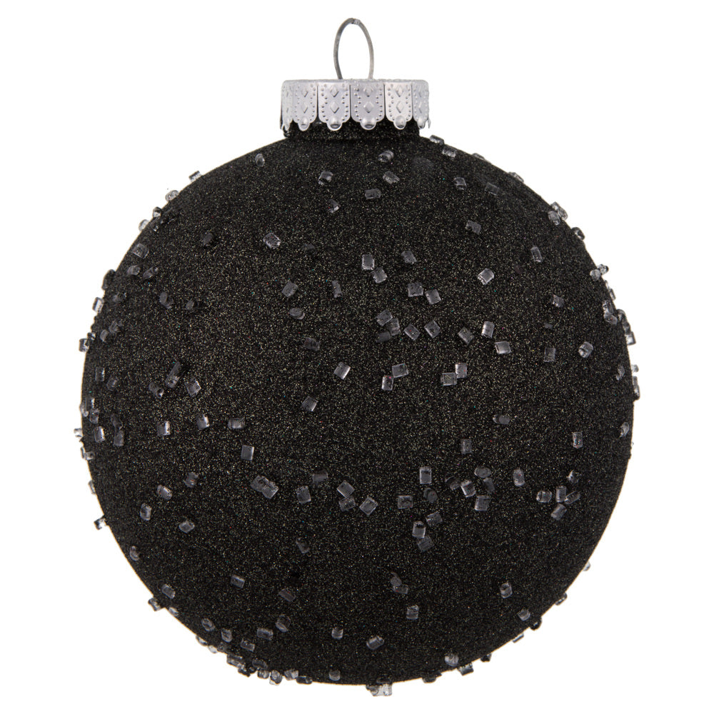 Vickerman 6" Gunmetal Ice Ball Ornament. This textured ornament has a rough and icy look with a hint of delicate sparkle. Incorporate these ornaments into your holiday design for added texture. Includes 4 pieces per pack. Made with shatterproof plastic.