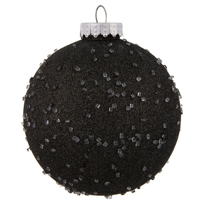 Vickerman 6" Gunmetal Ice Ball Ornament. This textured ornament has a rough and icy look with a hint of delicate sparkle. Incorporate these ornaments into your holiday design for added texture. Includes 4 pieces per pack. Made with shatterproof plastic.