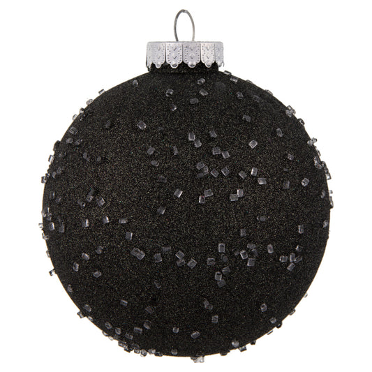 Vickerman 6" Gunmetal Ice Ball Ornament. This textured ornament has a rough and icy look with a hint of delicate sparkle. Incorporate these ornaments into your holiday design for added texture. Includes 4 pieces per pack. Made with shatterproof plastic.