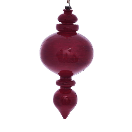 Vickerman 9" Red Wood Grain Rounded Finial Ornament Pack of 3